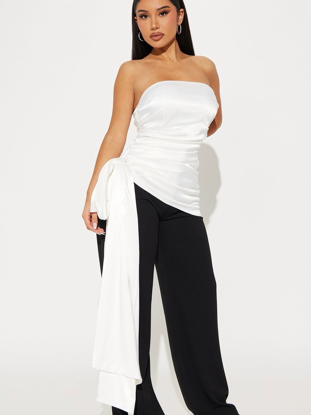 New with Tag Strapless Satin Tie-Waist Top